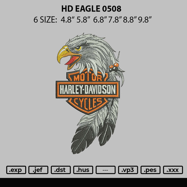 Hd Eagle 0508 Embroidery File 6 sizes