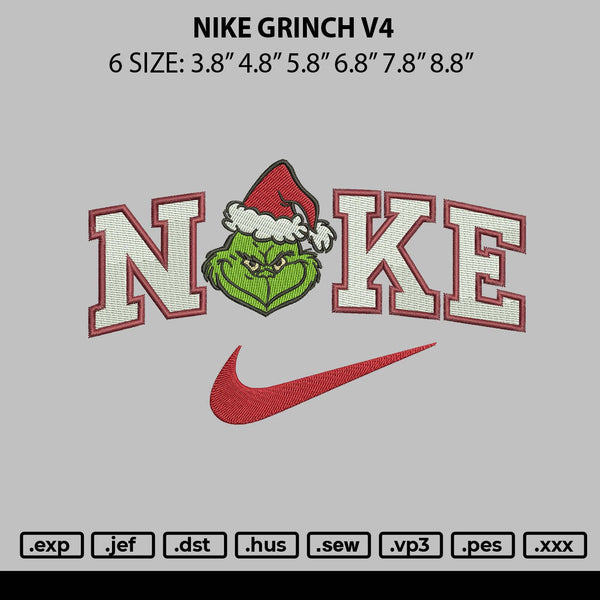 Nike Grinch v4 Embroidery File 6 sizes