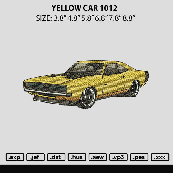 Yellow Car 1012 Embroidery File 6 sizes