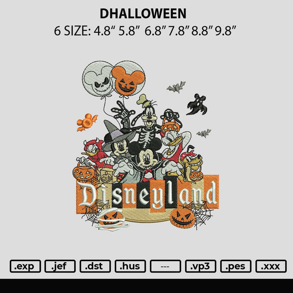 Dhalloween Embroidery File sizes