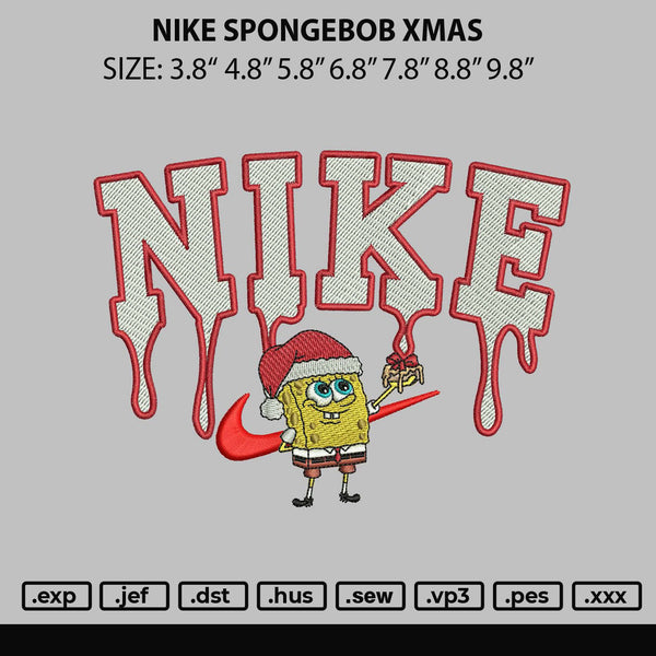 Nike Spongebob Xmas Embroidery File 4 size