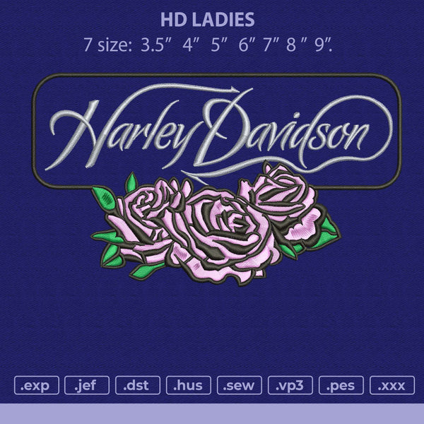 Harley Davidson Ladies Embroidery File 7 size
