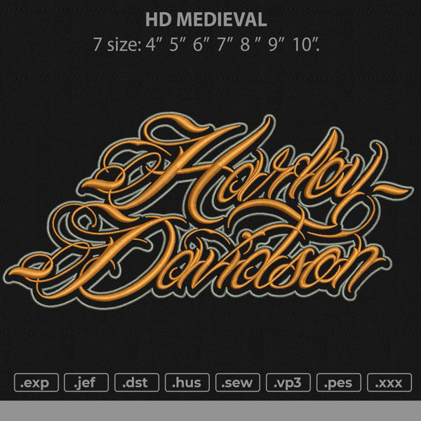 Harley Davidson Medival Embroidery File 7 size