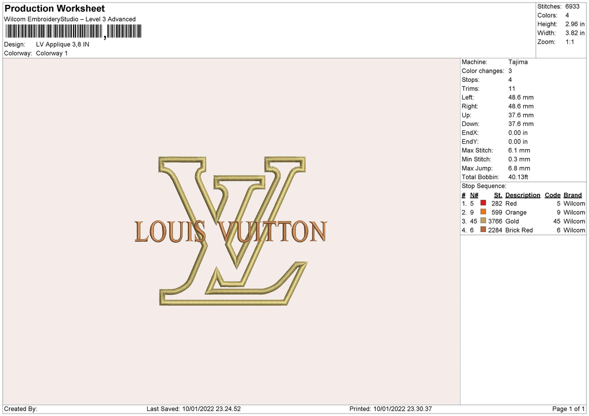 Louis Vuitton Embroidery Design  Louis Vuitton Circle Logo Embroidery