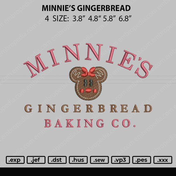 Minnie's Gingerbread Embroidery File 4 size