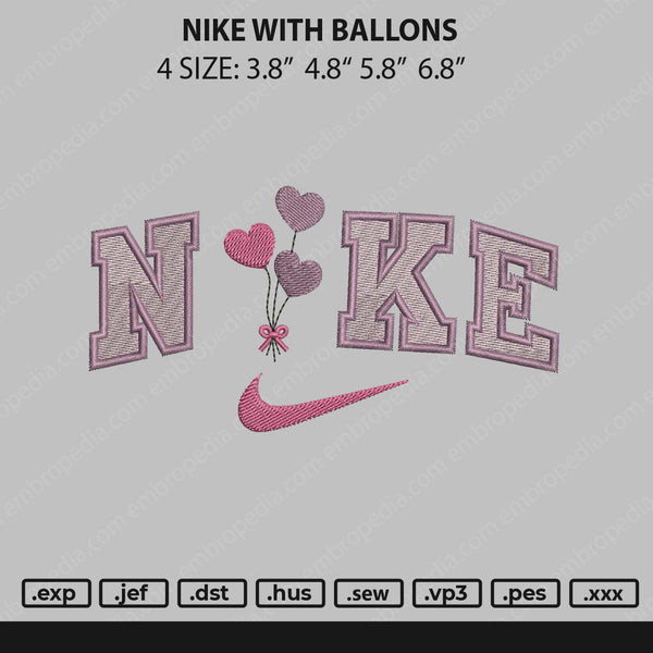 Nike With Ballons Embroidery File 4 size