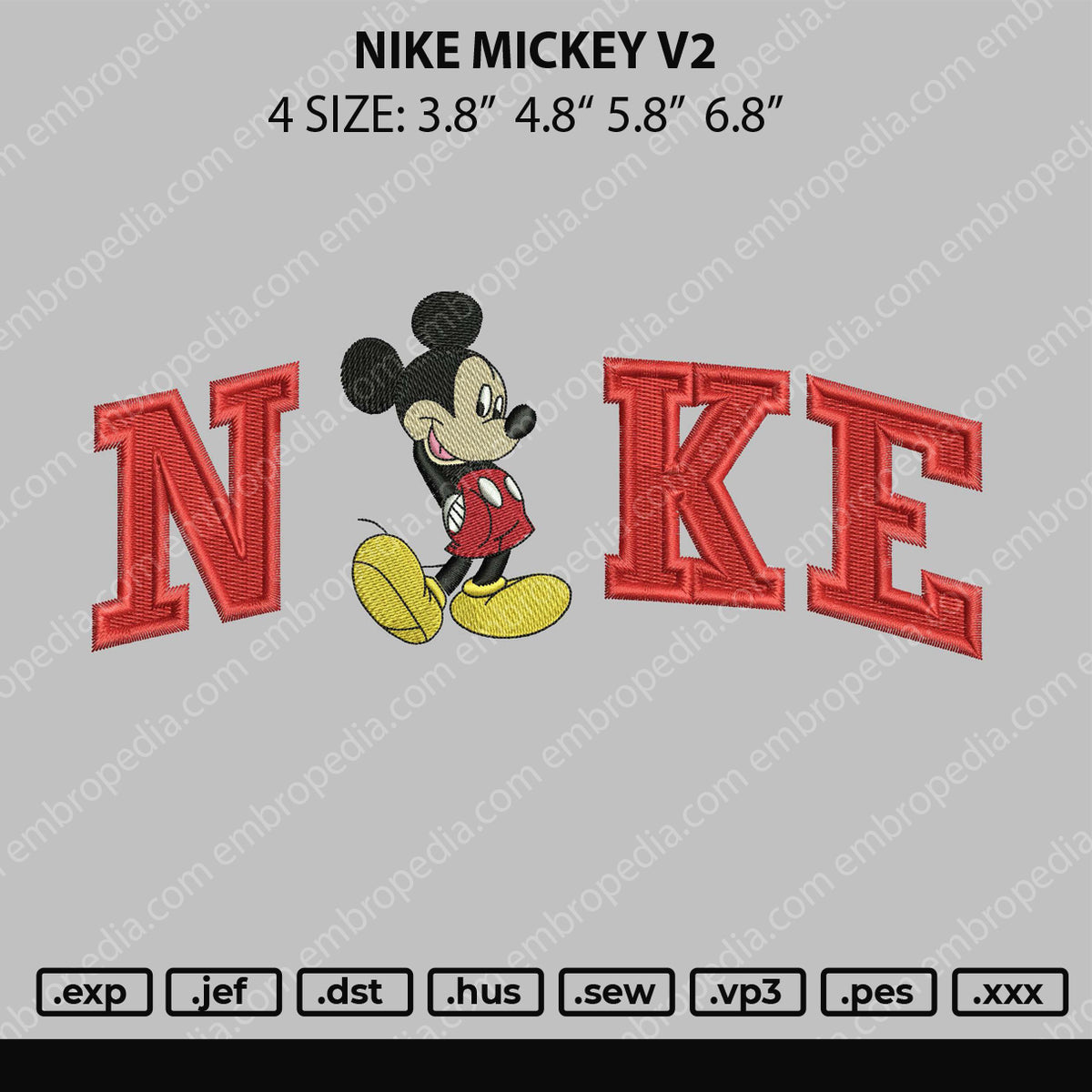 Nike Mickey V2 Embroidery File 4 size – Embropedia