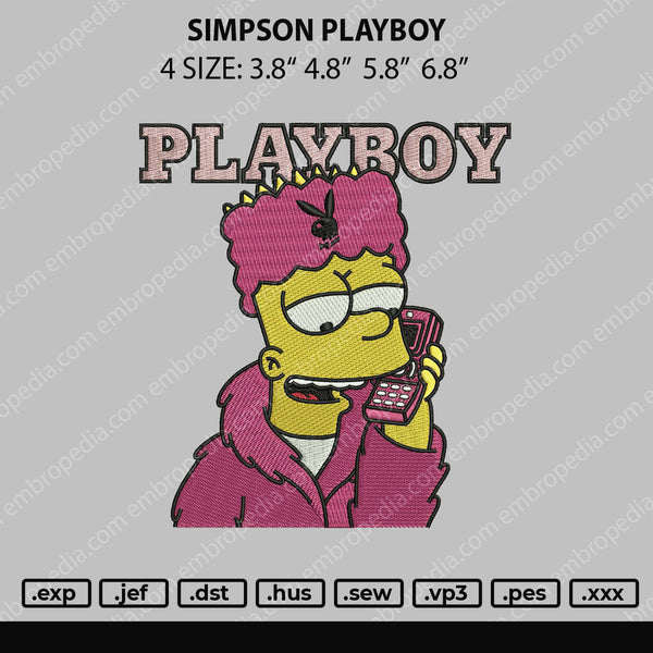 Simpson Playboy Embroidery File 4 size