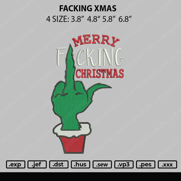 Facking Xmas Embroidery File 4 size