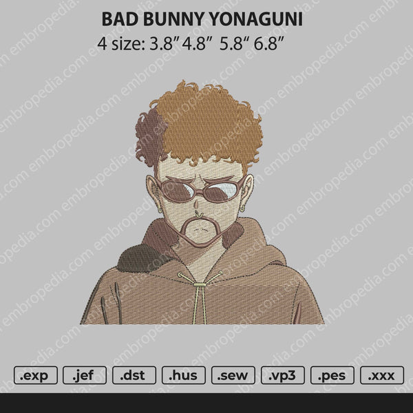 Bad Bunny Yonaguni Embroidery File 4 size