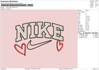 Nike Outline Hearts Embroidery File 4 size