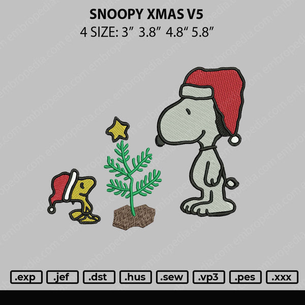 Snoopy Xmas V5 Embroidery File 4 size