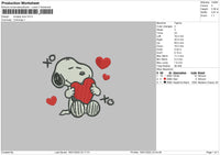 Snoopy Love Embroidery File 4 Size