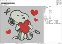 Snoopy Love Embroidery File 4 Size