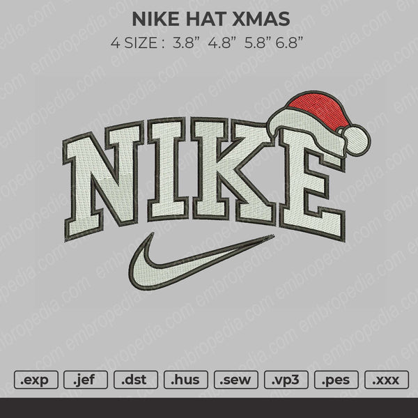 Nike Hat Xmas Embroidery File 4 size