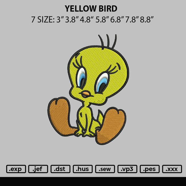 Yellow Bird Embroidery File 6 sizes