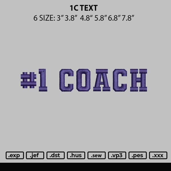 1C Text Embroidery File 6 sizes
