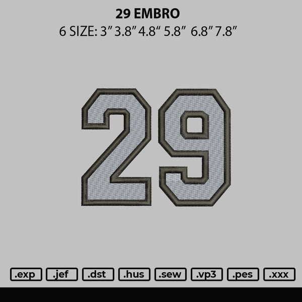 29 Embro Embroidery File 6 sizes