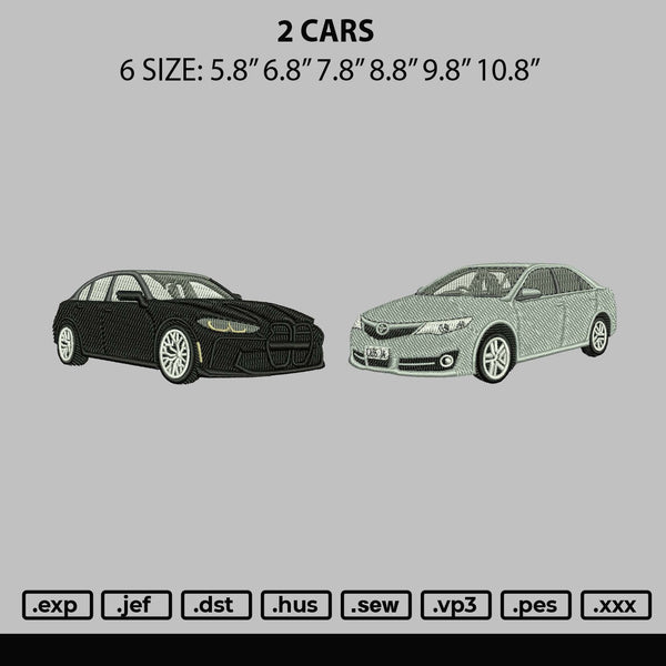 2 Cars Embroidery File 6 sizes