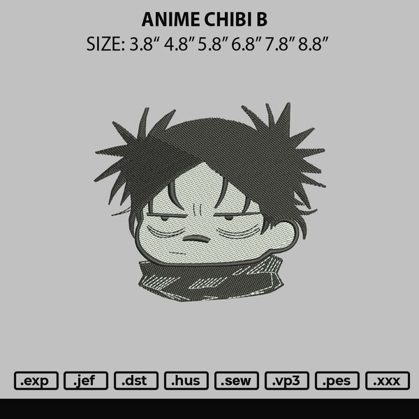 Anime Chibi B Embroidery File 6 sizes