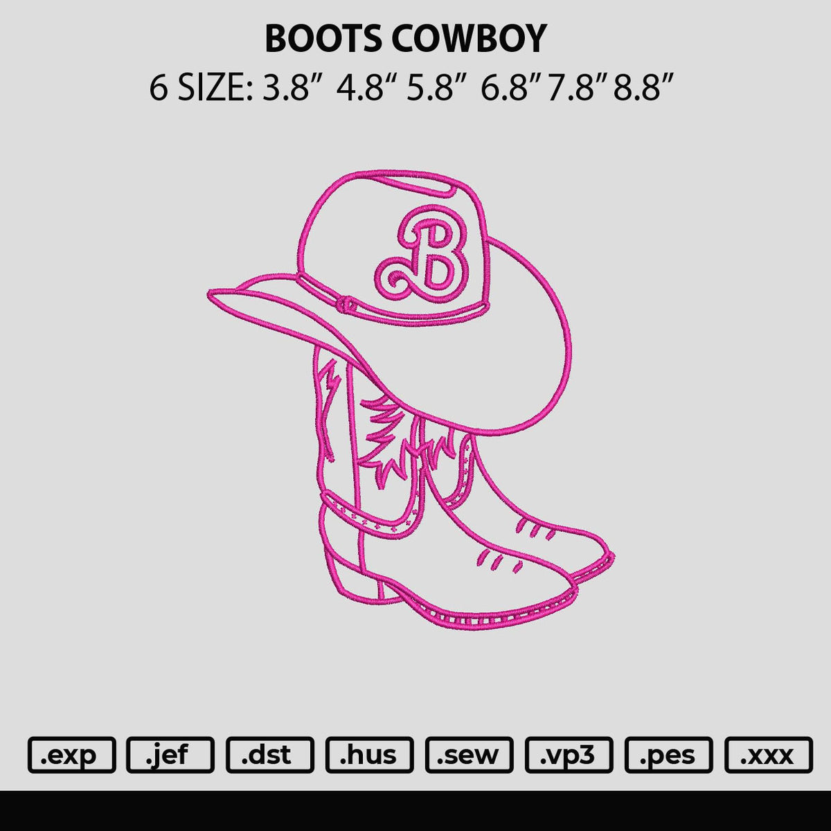 Boots Cowboy Embroidery File 6 sizes – Embropedia