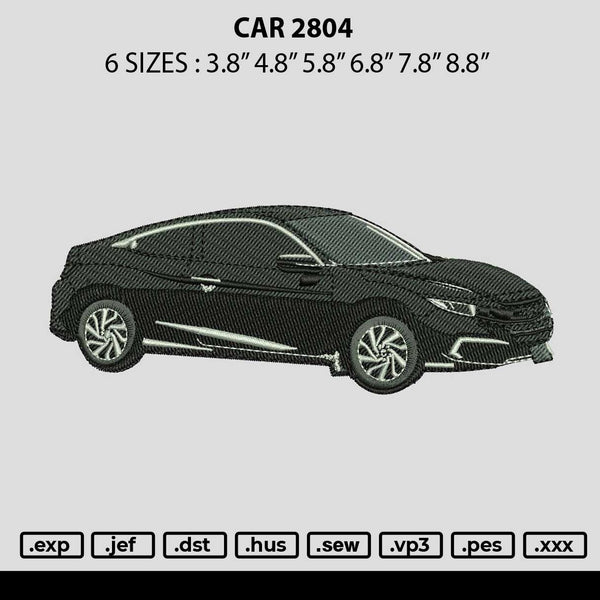 Car 2804 Embroidery File 6 sizes
