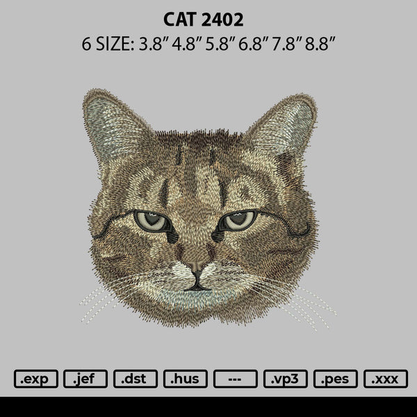 Cat 2402 Embroidery File 6 sizes