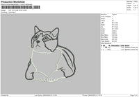 Cat Outline2904 Embroidery File 6 sizes
