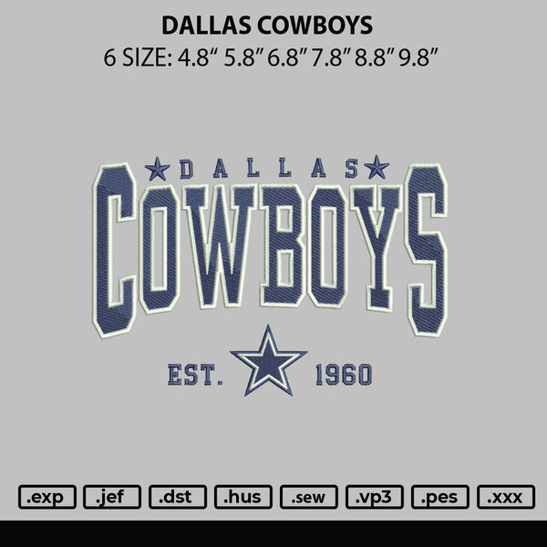 Dallas Cowboys Embroidery File 6 sizes