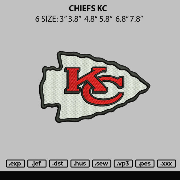 Chiefs KC Embroidery File 6 size