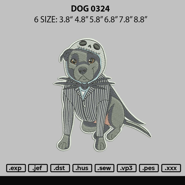 Dog 0324 Embroidery File 6 sizes