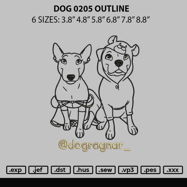 Dogs Outline 0205 Embroidery File 6 sizes