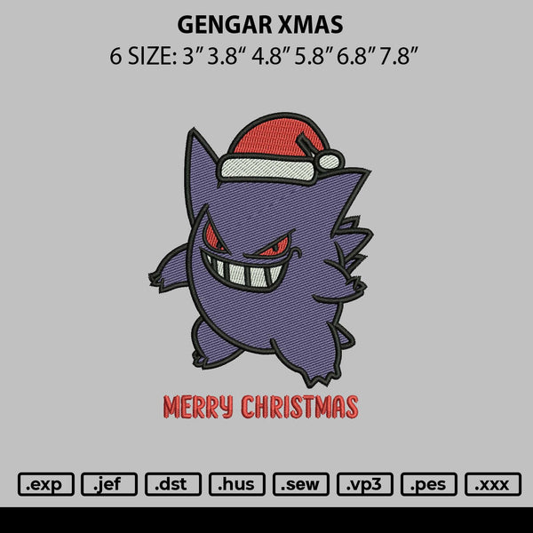 Gengar Xmas Embroidery File 6 sizes