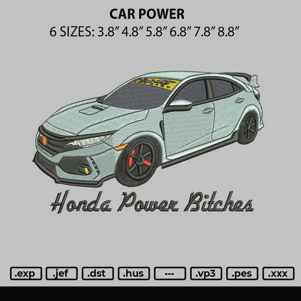 Car Power Embroidery File 6 sizes
