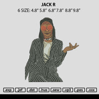 Jack R Embroidery File 6 sizes