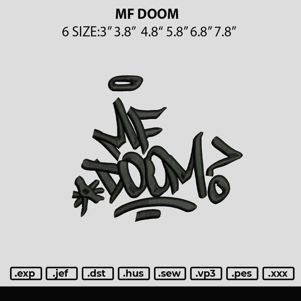 Mf Doom Embroidery File 6 sizes