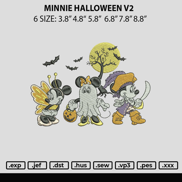 Minnie Halloween V2 Embroidery File 6 sizes
