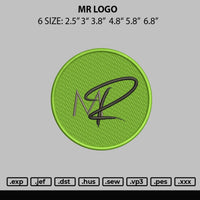 Mr Logo Embroidery File 6 sizes