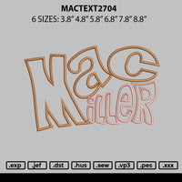 Mactext2704 Embroidery File 6 sizes