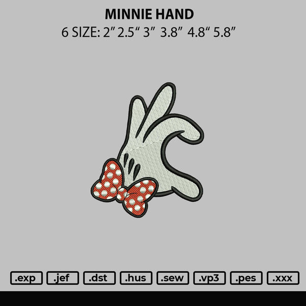 Minnie Hand Embroidery File 6 sizes