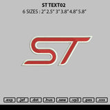St Text02 Embroidery File 6 sizes