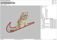 Swoosh Cat 2604 Embroidery File 6 sizes