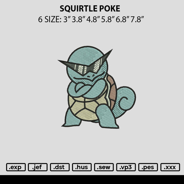 Squirtle Poke Embroidery File 6 sizes