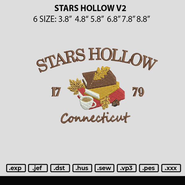 Stars Hollow V2 Embroidery File 6 sizes