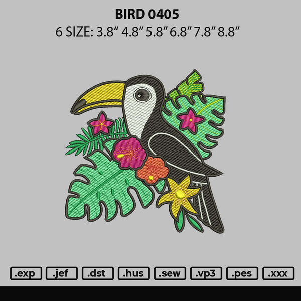 Bird 0402 Embroidery File 6 sizes