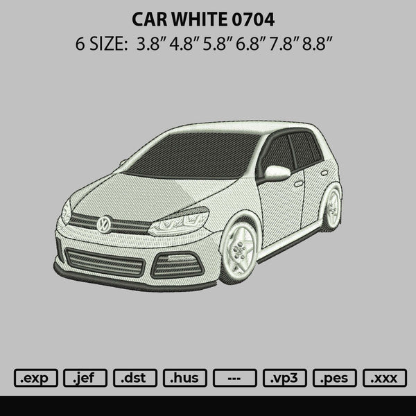 Car White 0704 Embroidery File 6 sizes