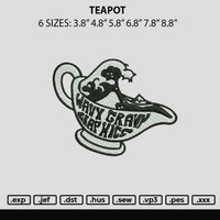 Teapot Embroidery File 6 sizes