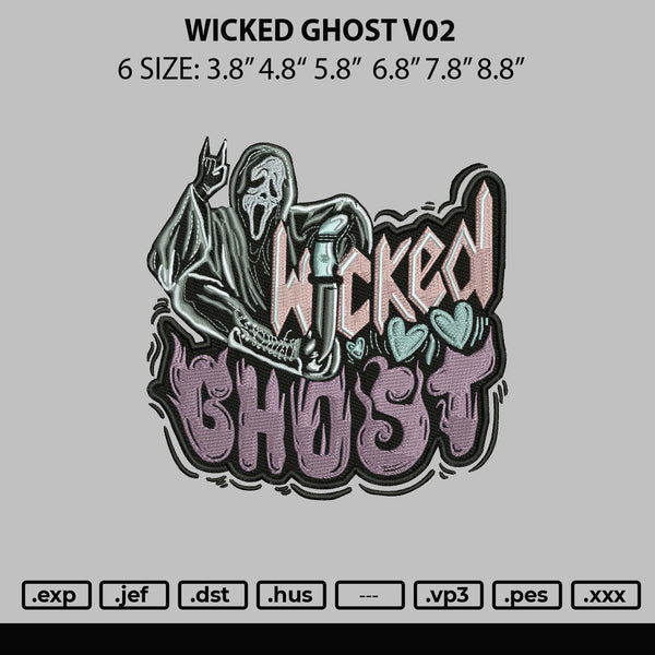 Wicked Ghost V02 Embroidery File 6 sizes