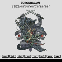 Zorodragon Embroidery File 6 sizes