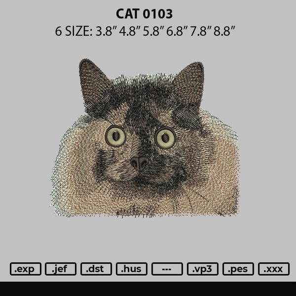 Cat 0103 Embroidery File 6 sizes